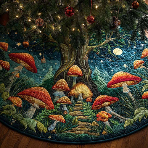 Fairy Glow Meadow Christmas Quilted Tree Skirt