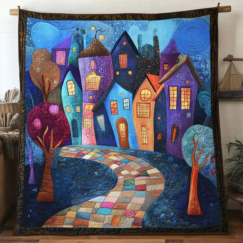Fairytale Village Color Bloom Quilt Blanket