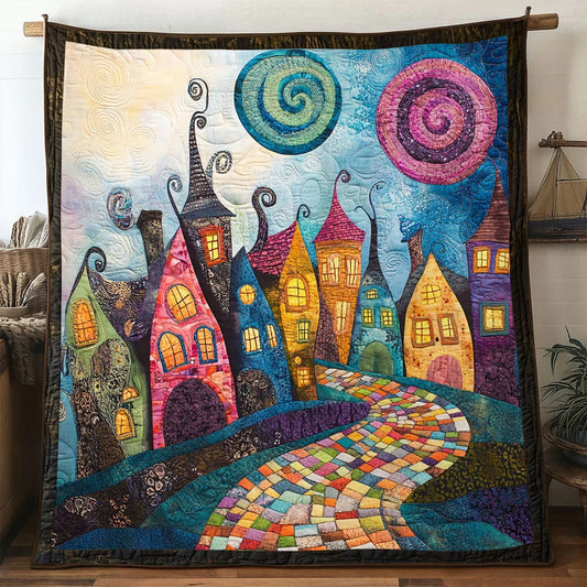Fairytale Village Cozy Lights Quilt Blanket