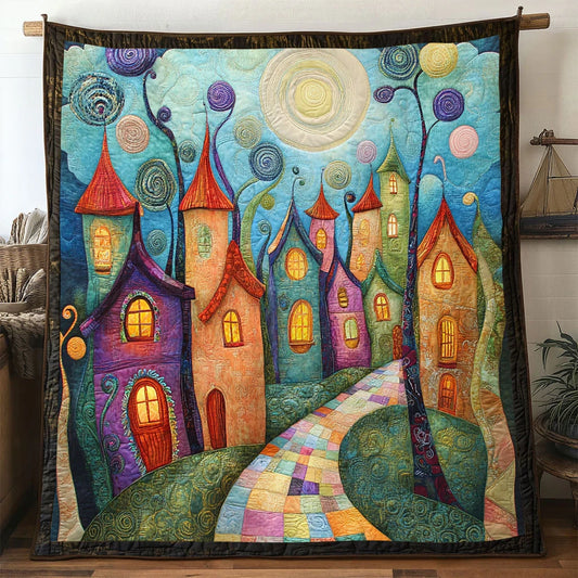Fairytale Village Fantasy Walk Quilt Blanket