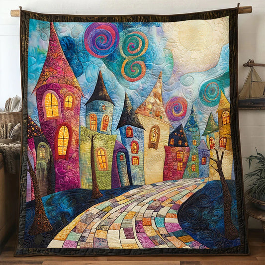 Fairytale Village Moonlit Way Quilt Blanket