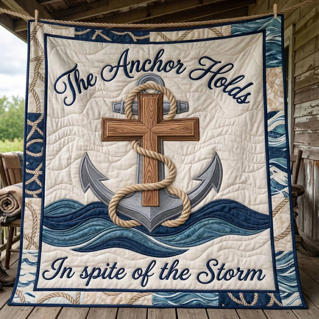 Faith Anchor Cross Quilt Blanket