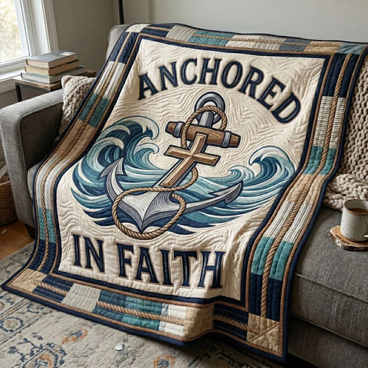 Faith Anchor Waves Quilt Blanket