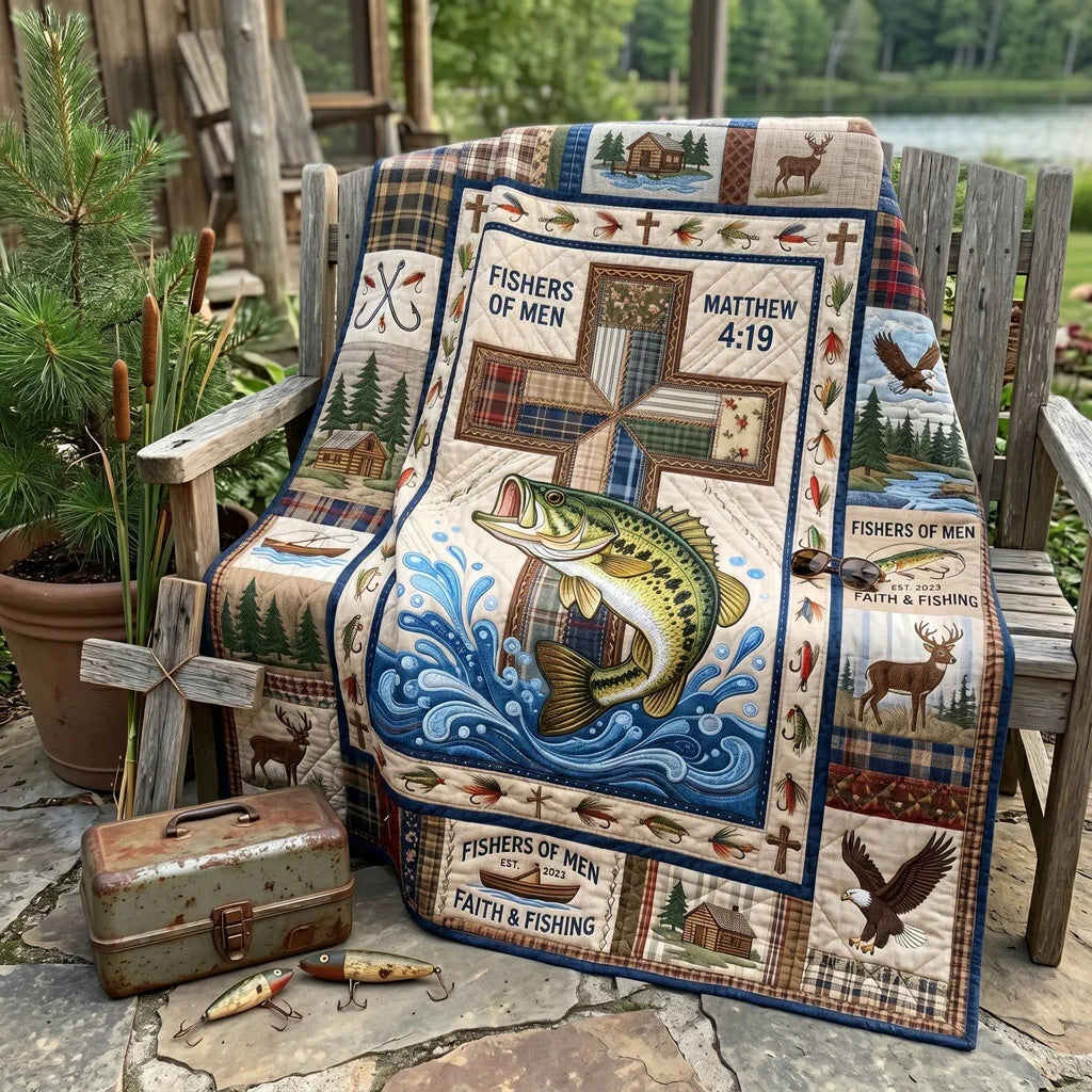 Faith And Fishing Quilt Blanket