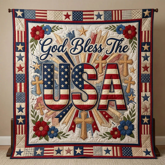 Faith And Freedom America Quilt Blanket