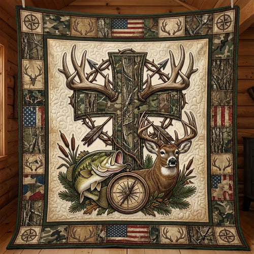 Faith Hunt And Fish Quilt Quilt Blanket