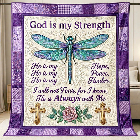 Faith Over Fear Dragonfly Quilt Blanket