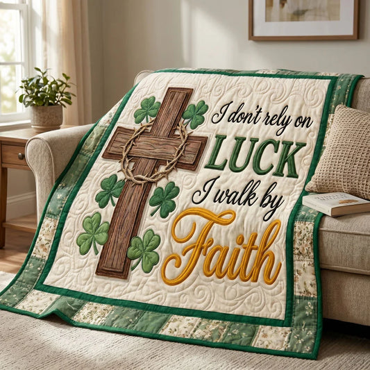 Faith Over Luck Quilt Blanket