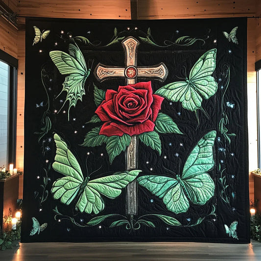 Faith Wing Rose Quilt Blanket