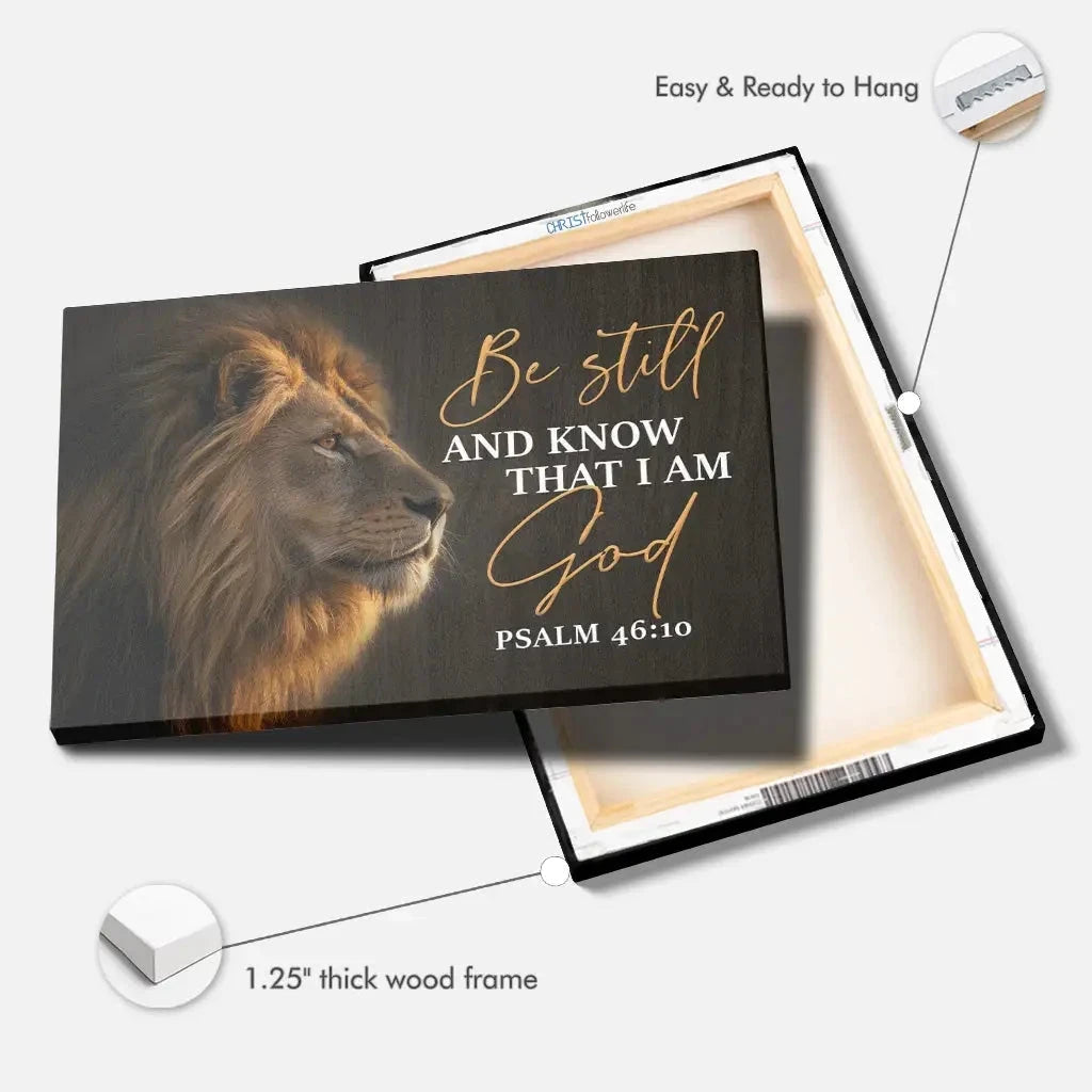 be still and know that i am god lion of judah christian wall art canvas print (Landscape) (view 5)