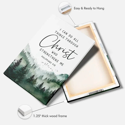 philippians 4 13 i can do all things through christ wall art canvas print (Landscape) (view 3)