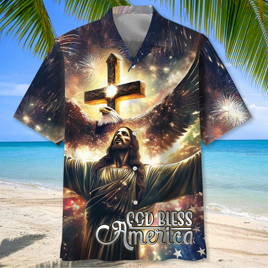 Faith God Bless America Hawaiian Shirt - S - hawaiian shirt