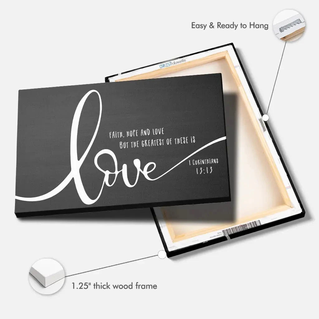 faith hope and love wall art canvas (Landscape) (view 7)