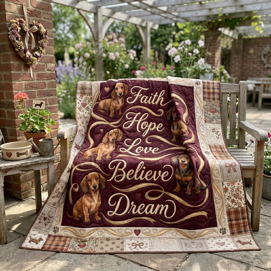 Faithful Hearts Dachshund Quilt Blanket