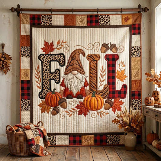 Fall Gnome Pumpkin Quilt Blanket