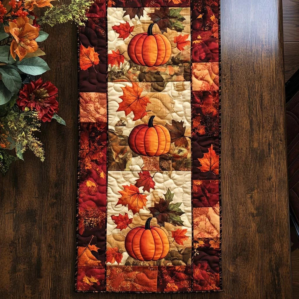 Fall Harvest Glow Quilted Table Runner