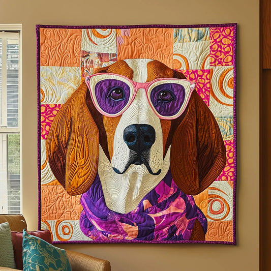 Fancy Basset Hound Quilt Blanket