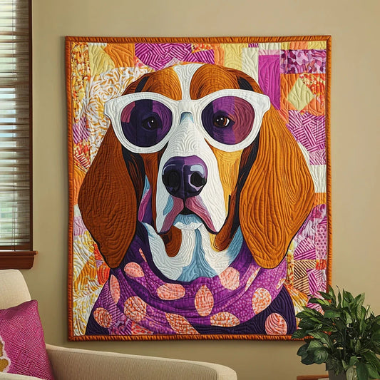 Fancy Basset Hound Quilt Blanket