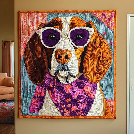 Fancy Basset Hound Quilt Blanket