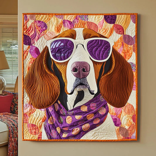 Fancy Basset Hound Quilt Blanket