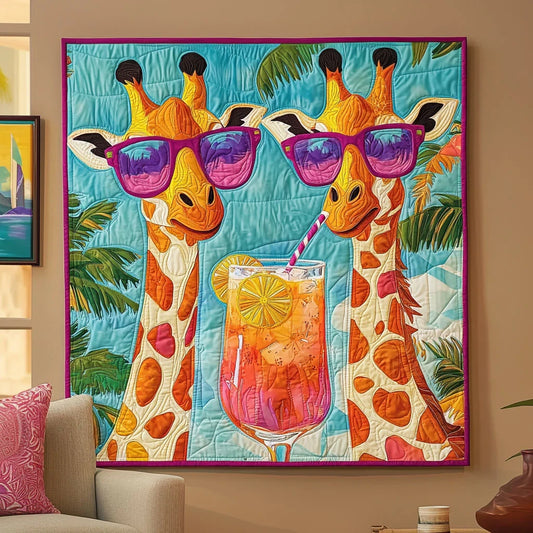 Fancy Tropical Giraffe Quilt Blanket