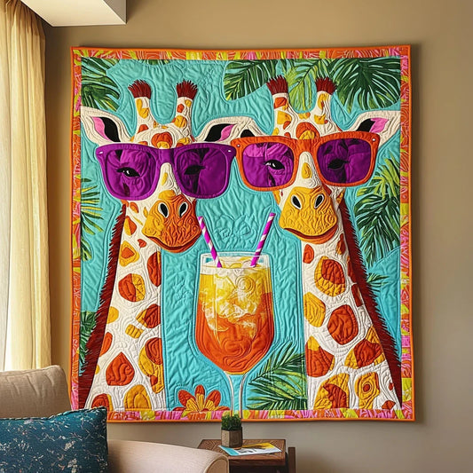 Fancy Tropical Giraffe Quilt Blanket