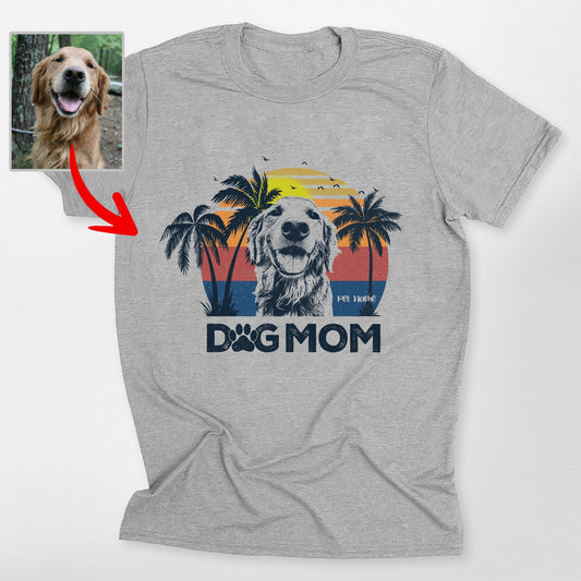 Fantastic Summer Vibes Customized Dog Portrait T-Shirt, custom pet portrait gift for pet lovers
