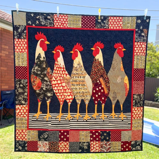 Farm Chicken Quilt Blanket - Quilted Blanket by OtterMia