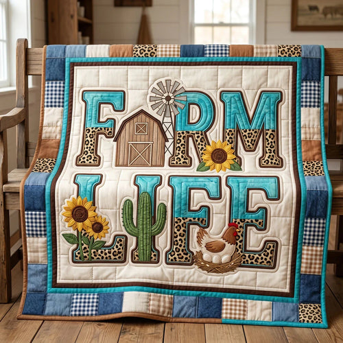 Farm Life Patchwork Quilt Blanket