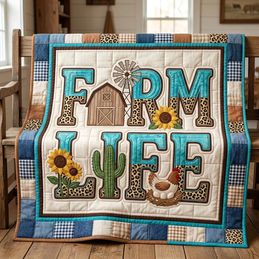 Farm Life Patchwork Quilt Blanket