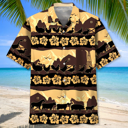 Farm Animals Tropical Hawaiian Shirt