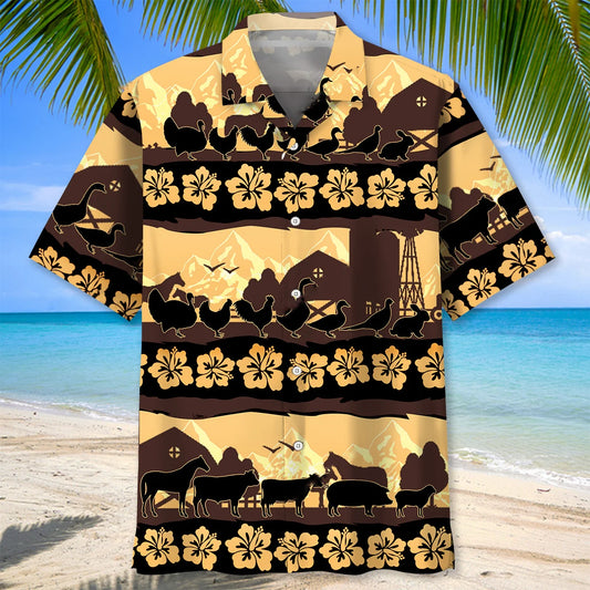 Farm Animals Tropical Hawaiian Shirt - S - hawaiian shirt