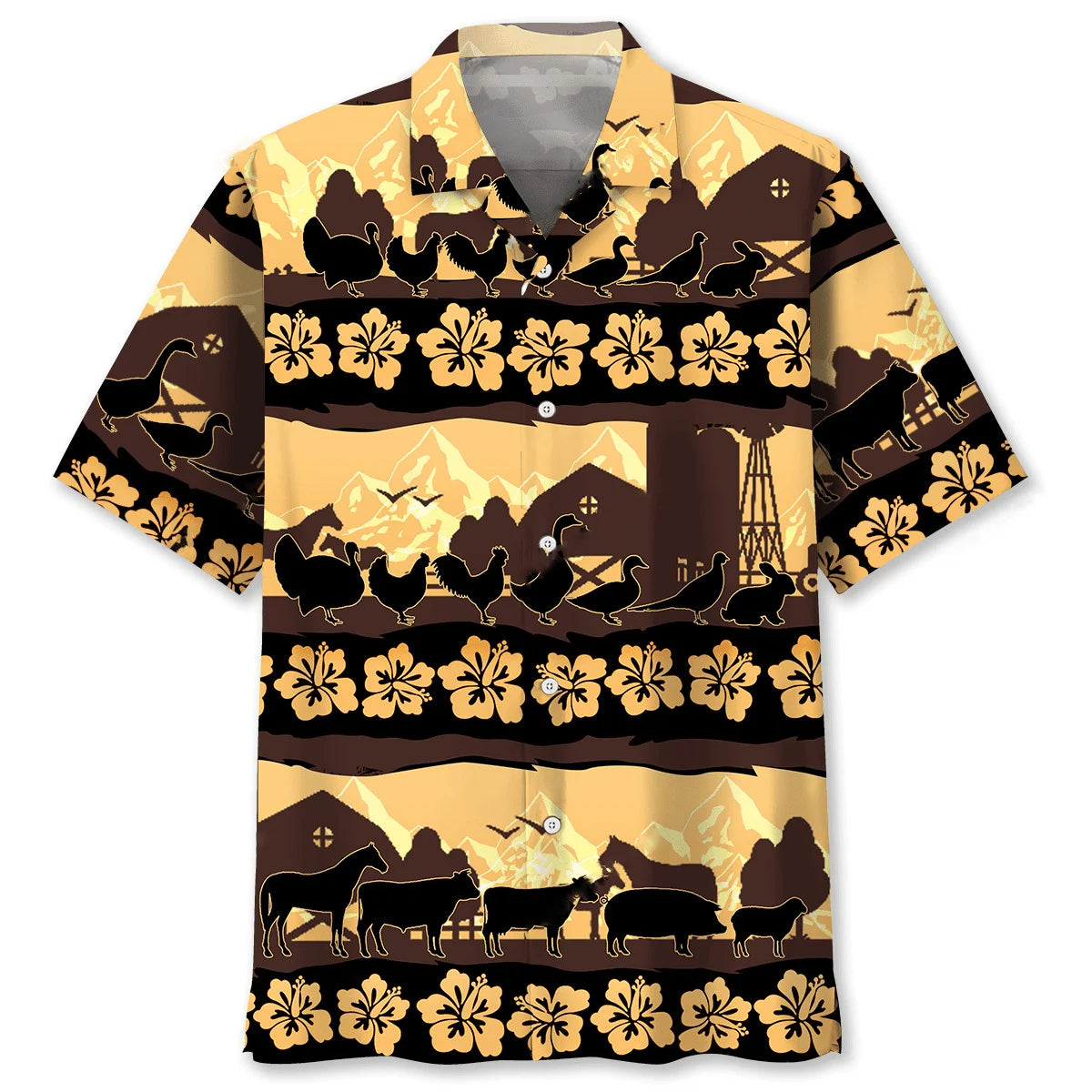 Farm Animals Tropical Hawaiian Shirt