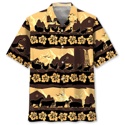 Farm Animals Tropical Hawaiian Shirt