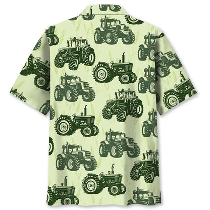 Farm Tractor Green Hawaiian Shirt