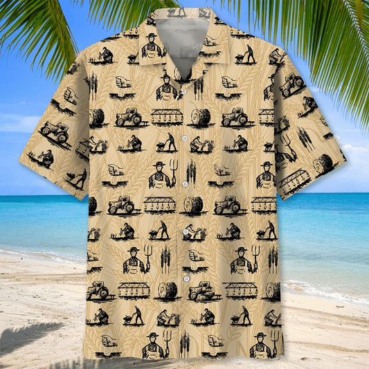 Farmer Vintage Hawaiian Shirt - S - hawaiian shirt