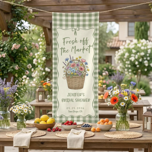 Farmers Market Bridal Shower Banner Personalized Floral Bridal Shower Welcome Banner Custom Name Decor, bridal shower decor