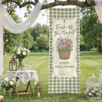 Farmers Market Bridal Shower Banner Personalized Floral Bridal Shower Welcome Banner Custom Name Decor, bridal shower decor