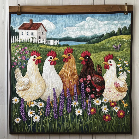Farmhouse Chicken Garden Quilt Blanket
