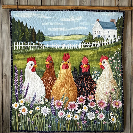 Farmhouse Chicken Garden Quilt Blanket