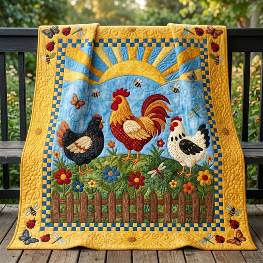 Farmhouse Chickens Quilt Blanket