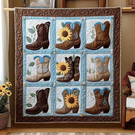 Farmhouse Cowboy Boots Quilt Blanket