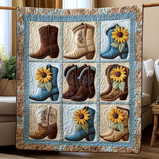 Farmhouse Cowboy Boots Quilt Blanket