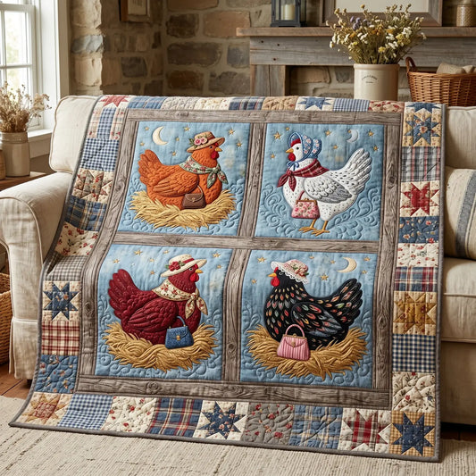 Farmhouse Hens Quilt Blanket