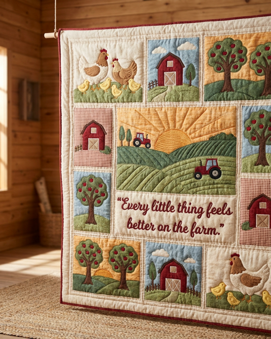 Farmhouse Living Quilt Blanket - Quilted Blanket by OtterMia