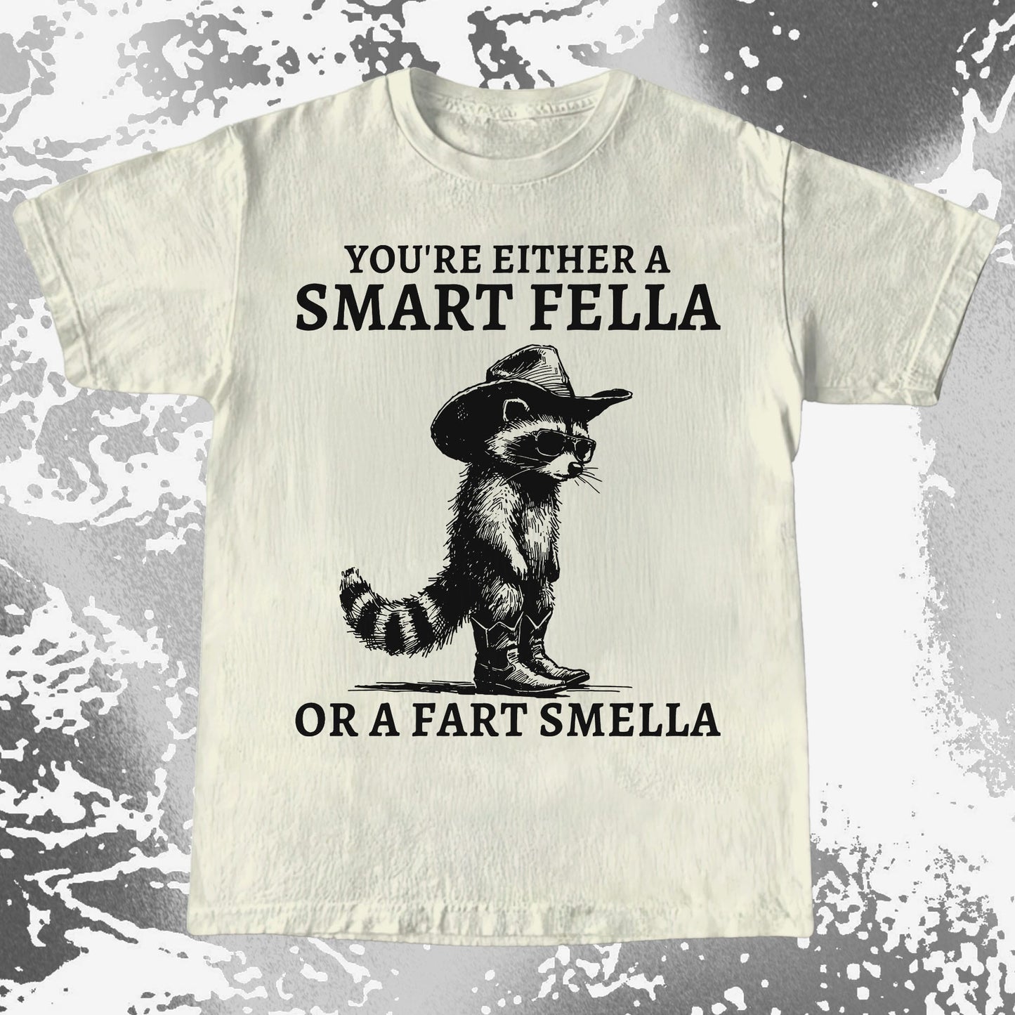Smart Fella Fart Smella Raccoon Cowboy, funny meme tee gift (view 3)