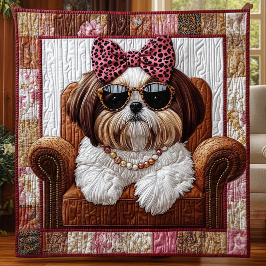 Fashionista Shih Tzu Quilt Blanket
