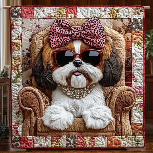 Fashionista Shih Tzu Quilt Blanket