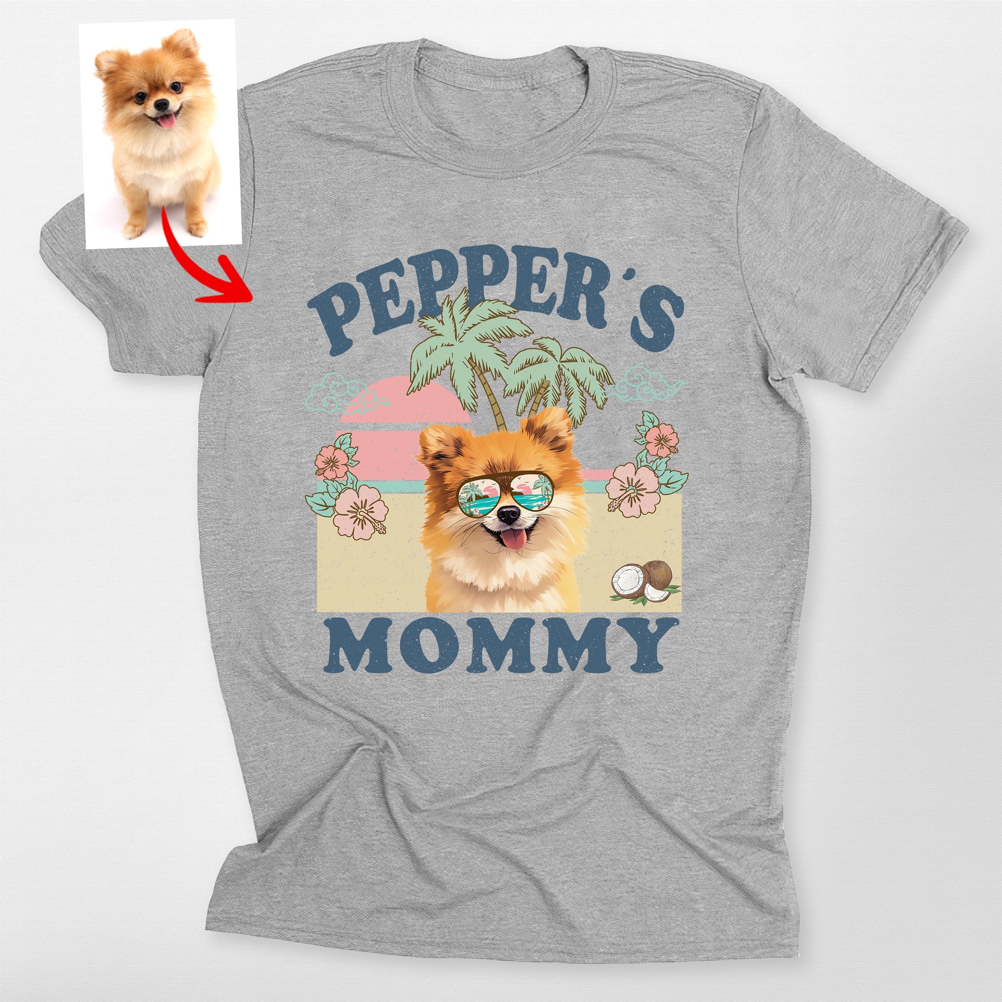 Favorite Human Summer Vibes Custom Dog T-Shirt for, custom pet portrait gift for pet lovers