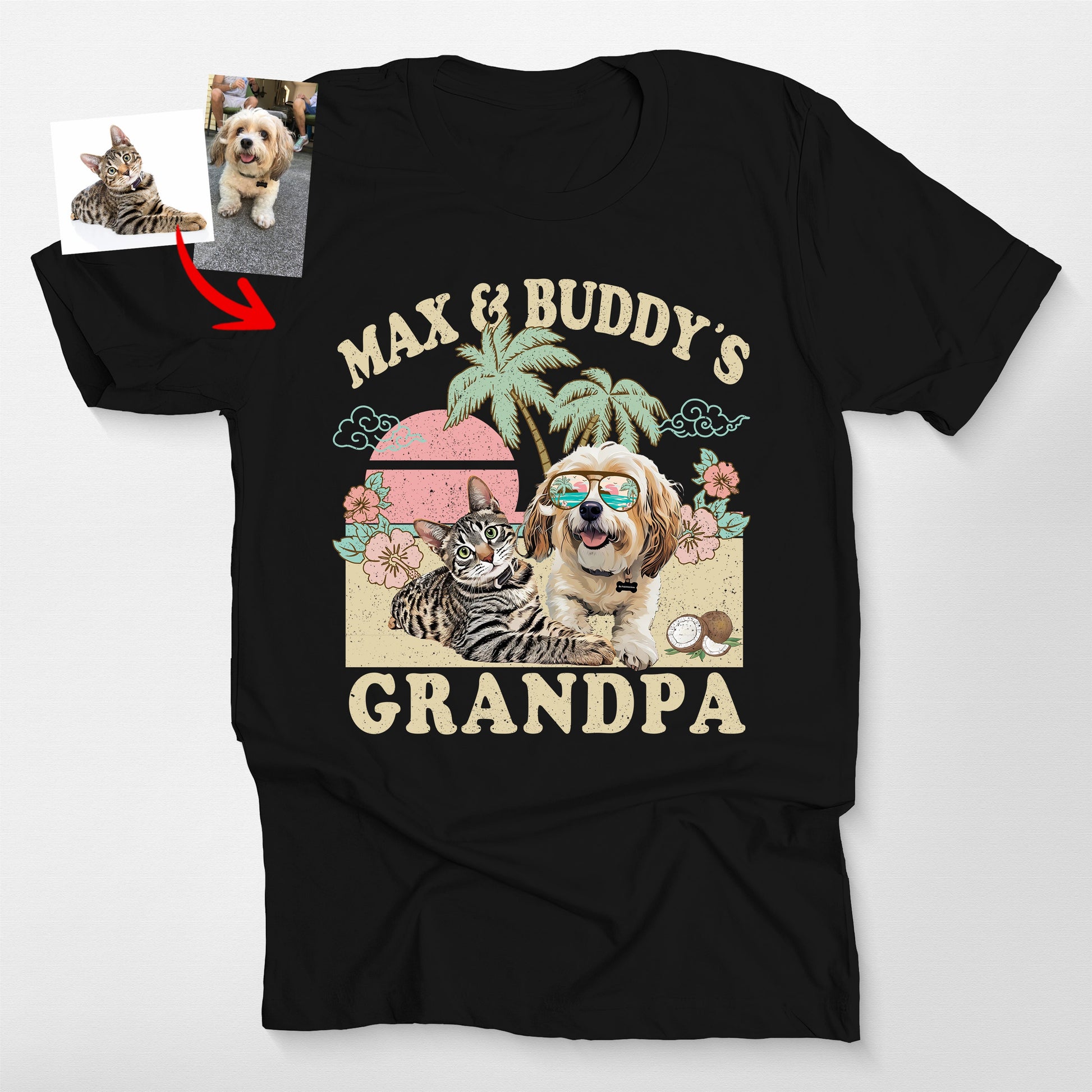 Favorite Human Summer Vibes Custom Dog T-Shirt for, custom pet portrait gift for pet lovers (view 2)